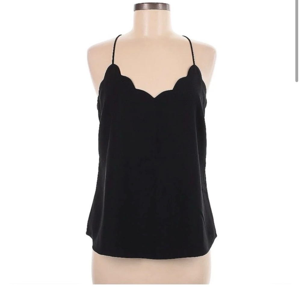 J. Crew Black Camisole with scalloped Trim
